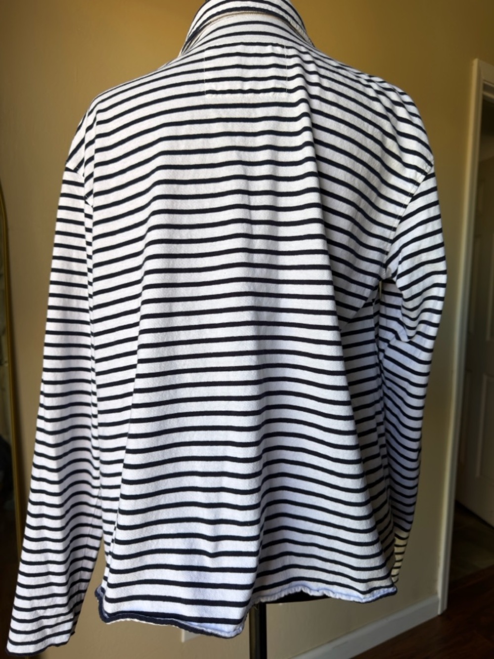 Frank & Eileen tee Patrick popover Henley small navy French stripe cotton womens - Picture 9 of 12